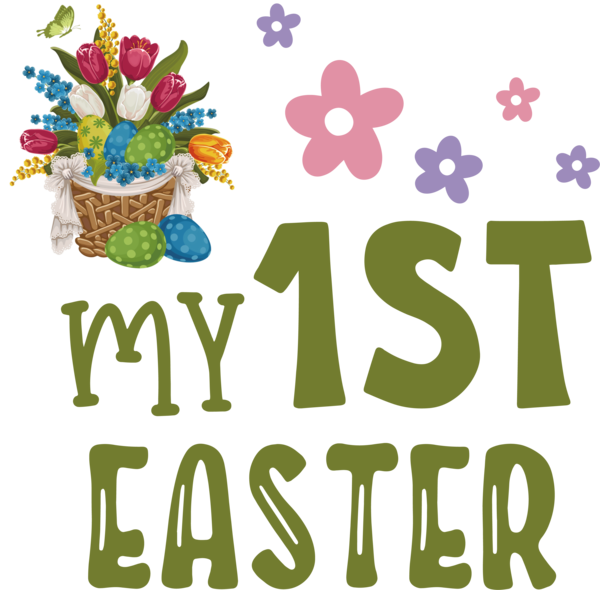 Transparent Easter Floral design Logo Produce for 1st Easter for Easter