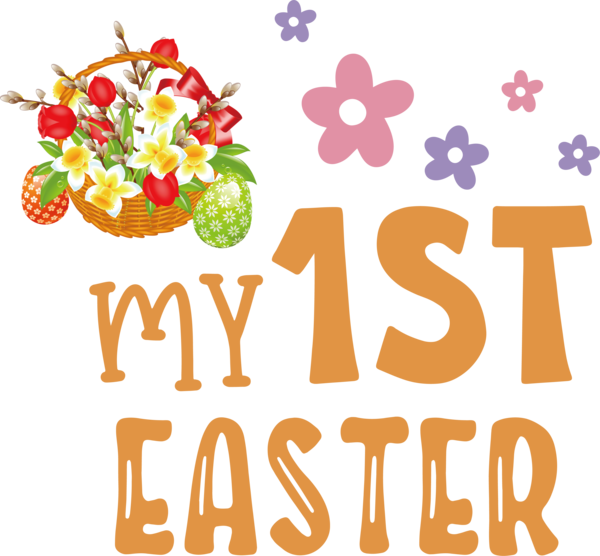 Transparent Easter Floral design Cut flowers Logo for 1st Easter for Easter