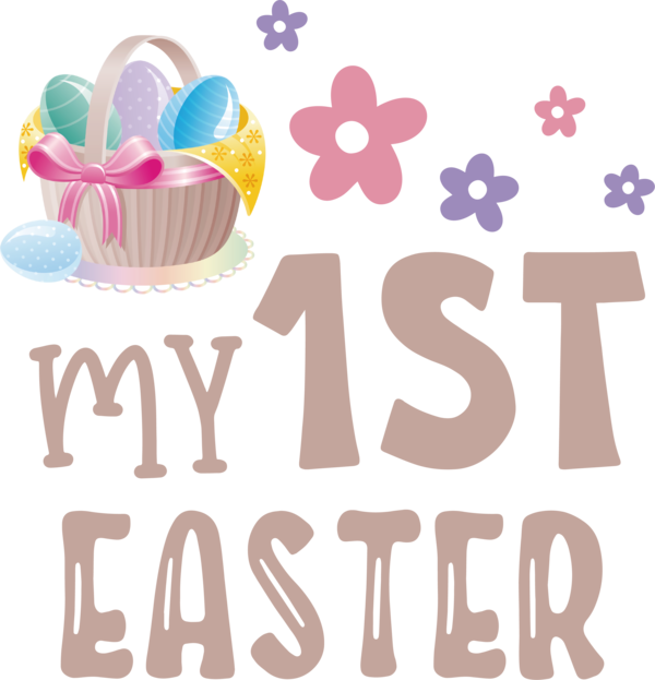 Transparent Easter Design Logo Text for 1st Easter for Easter