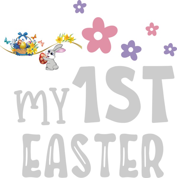 Transparent Easter Design Sticker Logo for 1st Easter for Easter