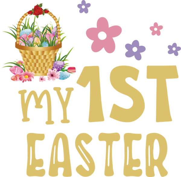 Transparent Easter Floral design Logo Gift basket for 1st Easter for Easter
