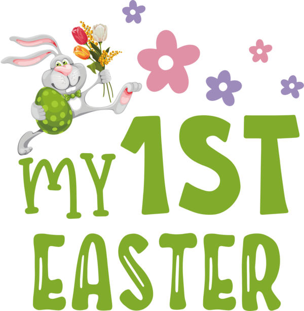 Transparent Easter Floral design Logo Green for 1st Easter for Easter