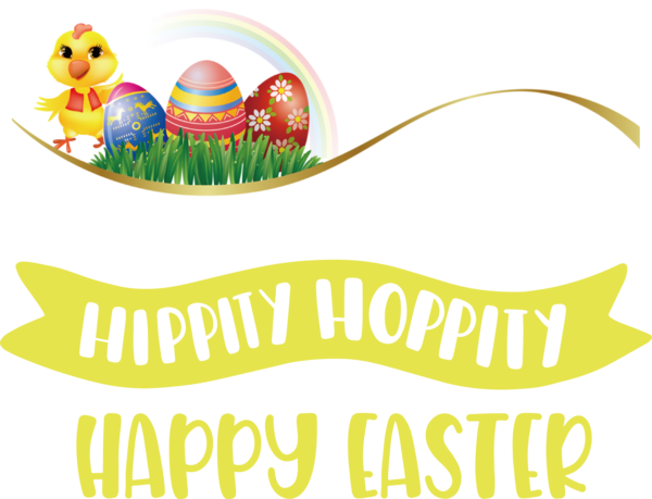 Transparent Easter Logo Yellow Line for Easter Day for Easter