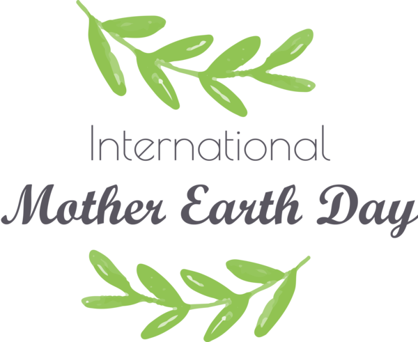 Transparent Earth Day Leaf Font Typography for International Mother Earth Day for Earth Day