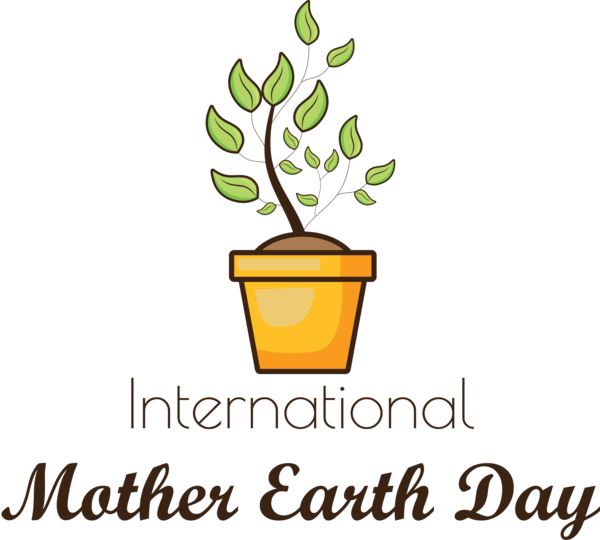 Transparent Earth Day Logo Leaf Flowerpot for International Mother Earth Day for Earth Day