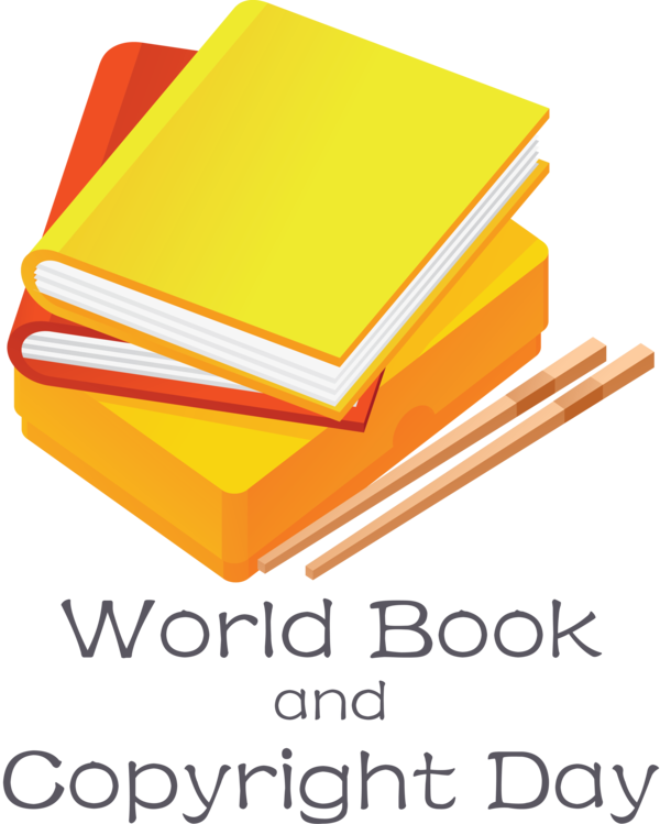 Transparent World Book and Copyright Day Logo Yellow Line for World Book Day for World Book And Copyright Day