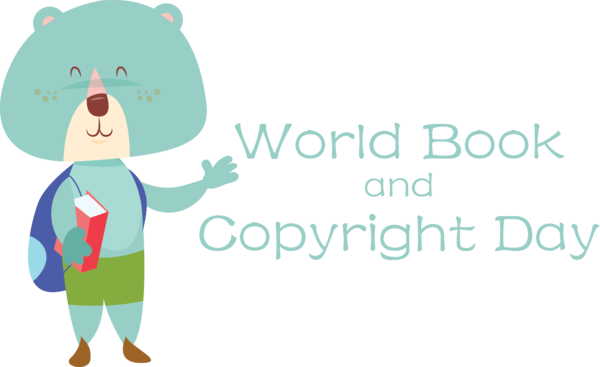 Transparent World Book and Copyright Day Logo Cartoon Character for World Book Day for World Book And Copyright Day