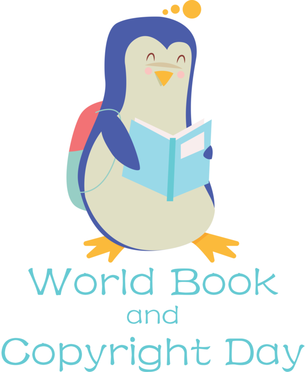 Transparent World Book and Copyright Day Penguins Birds Cartoon for World Book Day for World Book And Copyright Day
