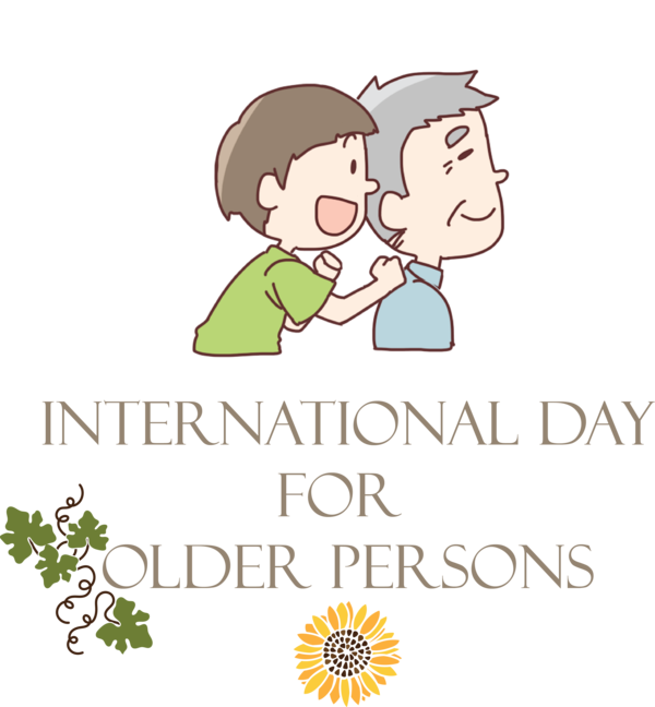 Transparent International Day for Older Persons Logo Cartoon Toddler M for International Day of Older Persons for International Day For Older Persons