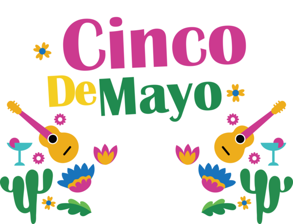 Transparent Cinco de mayo Cartoon Line Flower for Fifth of May for Cinco De Mayo