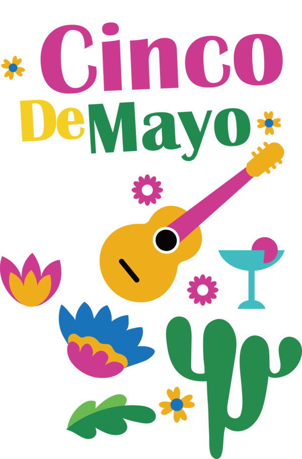 Transparent Cinco de mayo Flower Line Design for Fifth of May for Cinco De Mayo