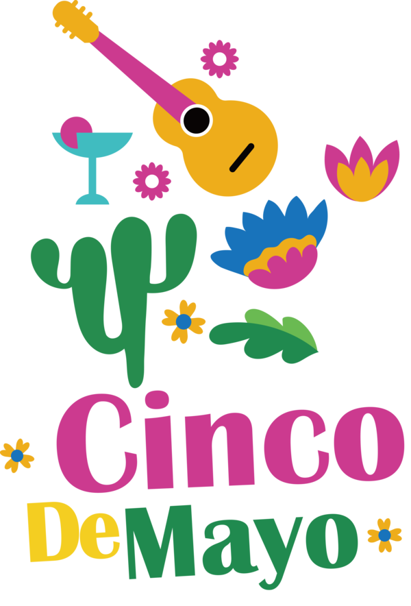 Transparent Cinco de mayo Flower Design Text for Fifth of May for Cinco De Mayo