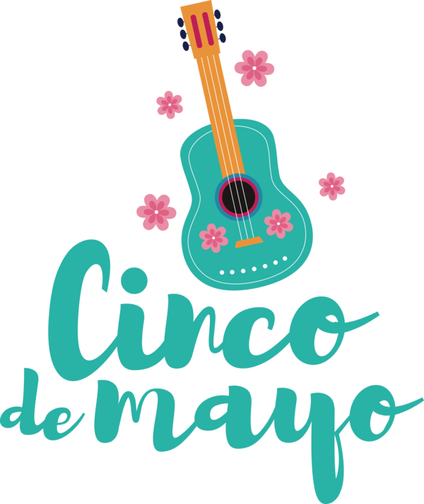 Transparent Cinco de mayo String Instrument Acoustic Guitar Logo for Fifth of May for Cinco De Mayo