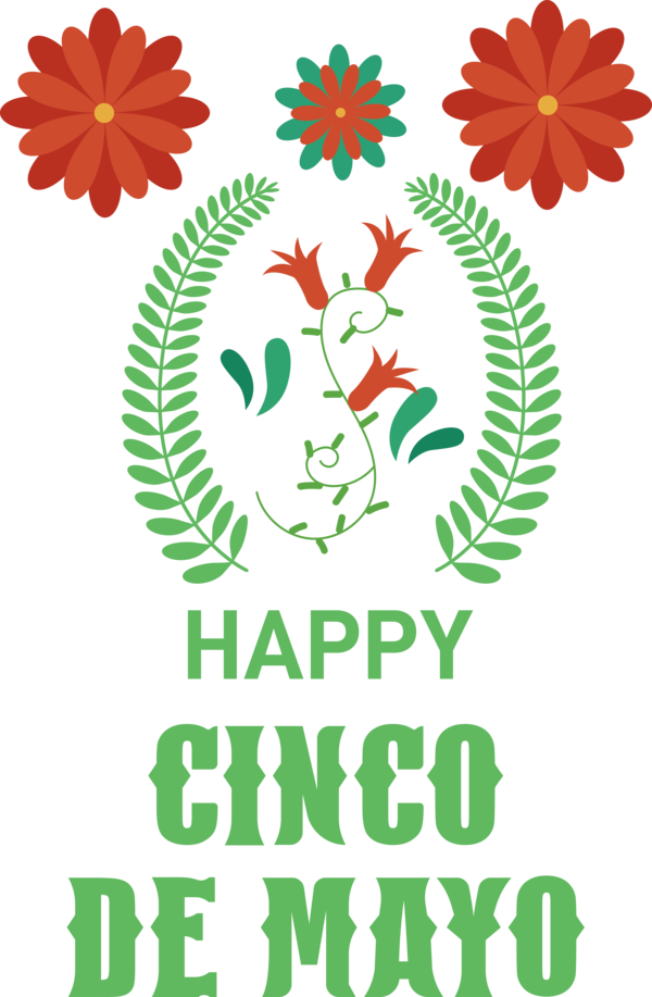 Transparent Cinco de mayo Design Floral design Leaf for Fifth of May for Cinco De Mayo