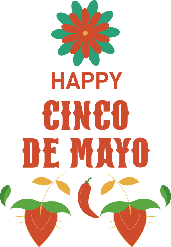 Transparent Cinco de mayo Floral design Leaf Logo for Fifth of May for Cinco De Mayo