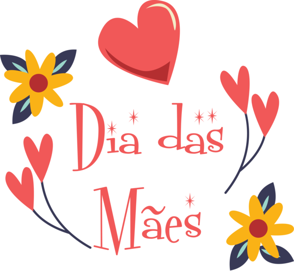 Transparent Mother's Day Lettering Calligraphy Logo for Dia das Maes for Mothers Day