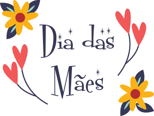 Transparent Mother's Day Design Mother's Day Calligraphy for Dia das Maes for Mothers Day