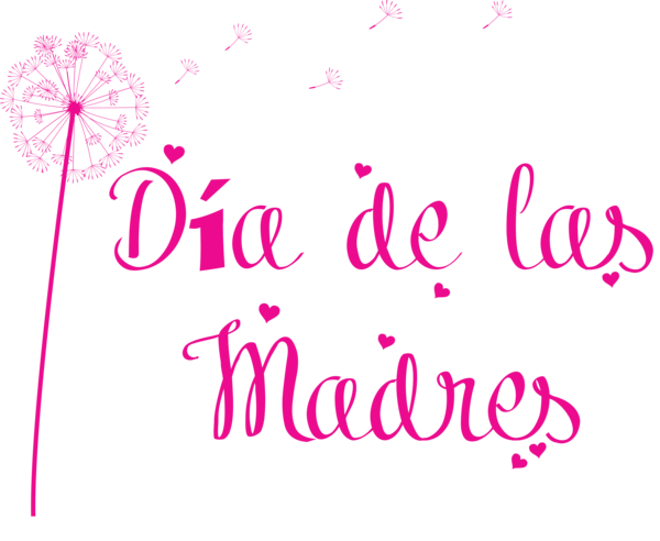 Transparent Mother's Day Design Calligraphy Petal for Día de las Madres for Mothers Day