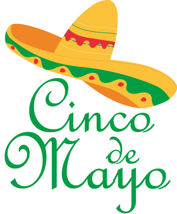 Transparent Cinco de mayo Logo Script typeface Hat for Fifth of May for Cinco De Mayo