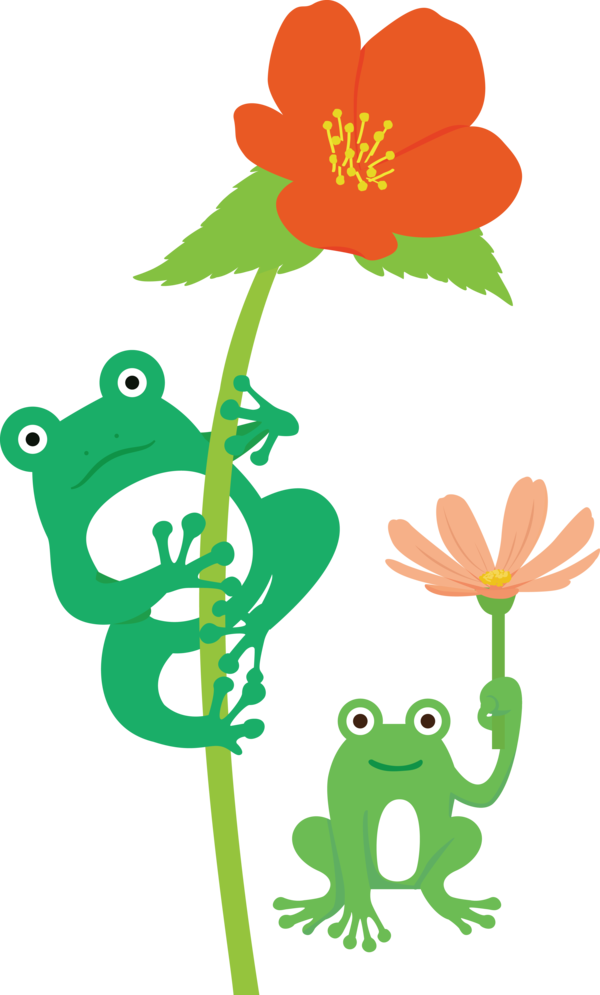 Transparent World Frog Day Flower Frogs Plant stem for Cartoon Frog for World Frog Day