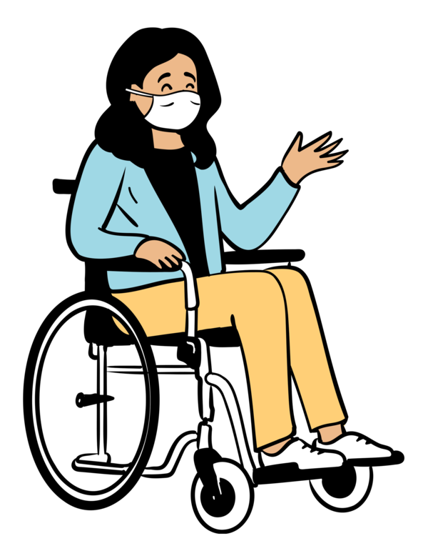 Transparent World Health Day Wheelchair Sitting for Wearing Medical Masks for World Health Day