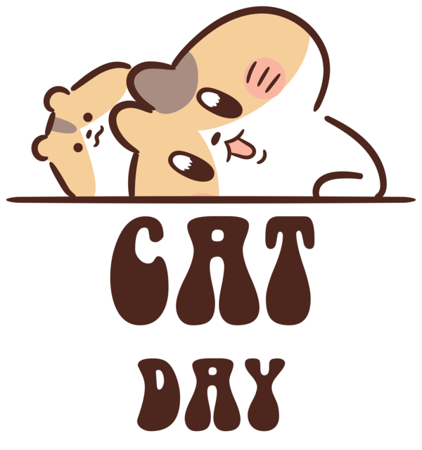 Transparent International Cat Day Cartoon Logo Meter for Cat Day for International Cat Day