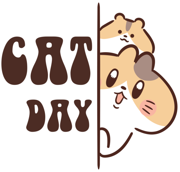 Transparent International Cat Day Cartoon Logo Meter for Cat Day for International Cat Day