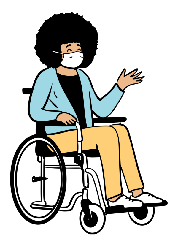 Transparent World Health Day Sitting Wheelchair Book illustration for Wearing Medical Masks for World Health Day
