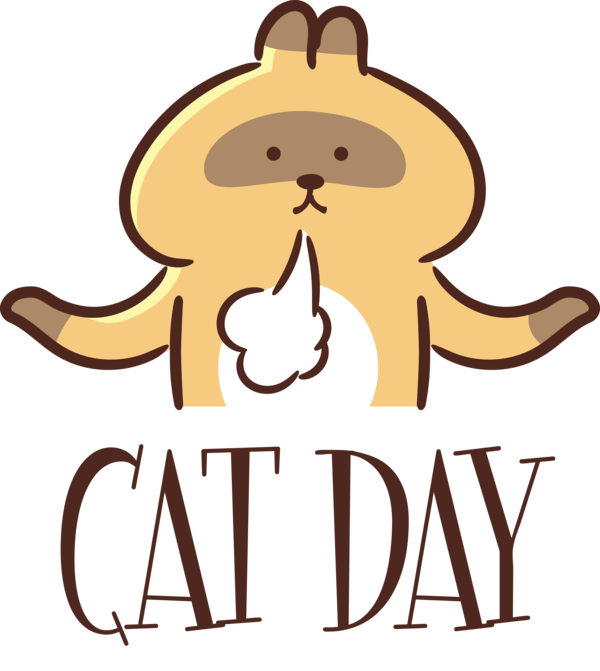 Transparent International Cat Day Logo Cartoon Cat-like for Cat Day for International Cat Day