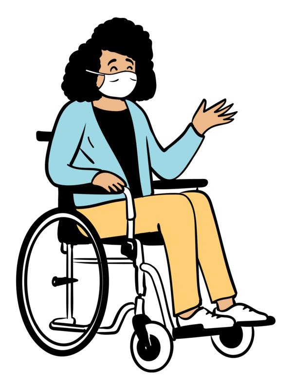 Transparent World Health Day Wheelchair Sitting Drawing for Wearing Medical Masks for World Health Day