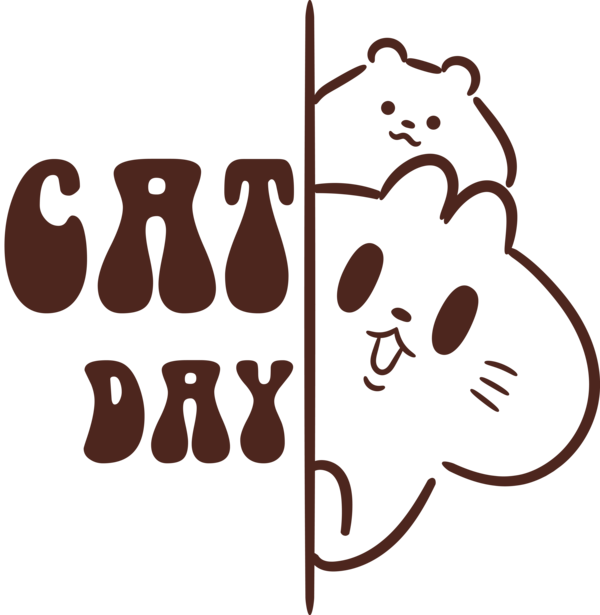 Transparent International Cat Day Logo Cartoon Line for Cat Day for International Cat Day