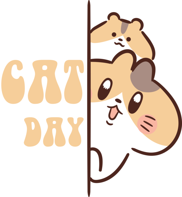 Transparent International Cat Day Cartoon Logo Line for Cat Day for International Cat Day