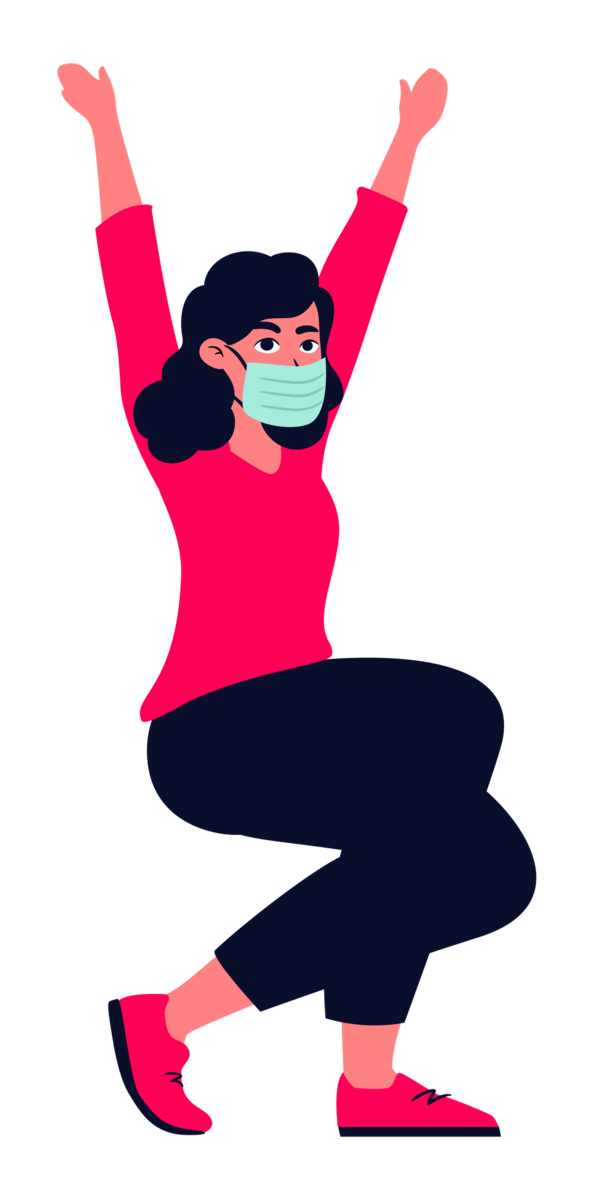 Transparent world health day Cartoon Character Sitting for Wearing Medical Masks for World Health Day