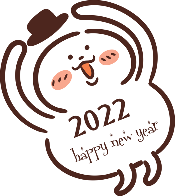 Transparent New Year Cartoon Happiness Line for Happy New Year 2022 for New Year