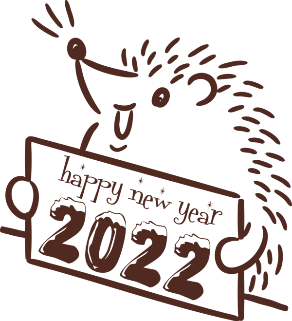 Transparent New Year Deer Black and white Line for Happy New Year 2022 for New Year