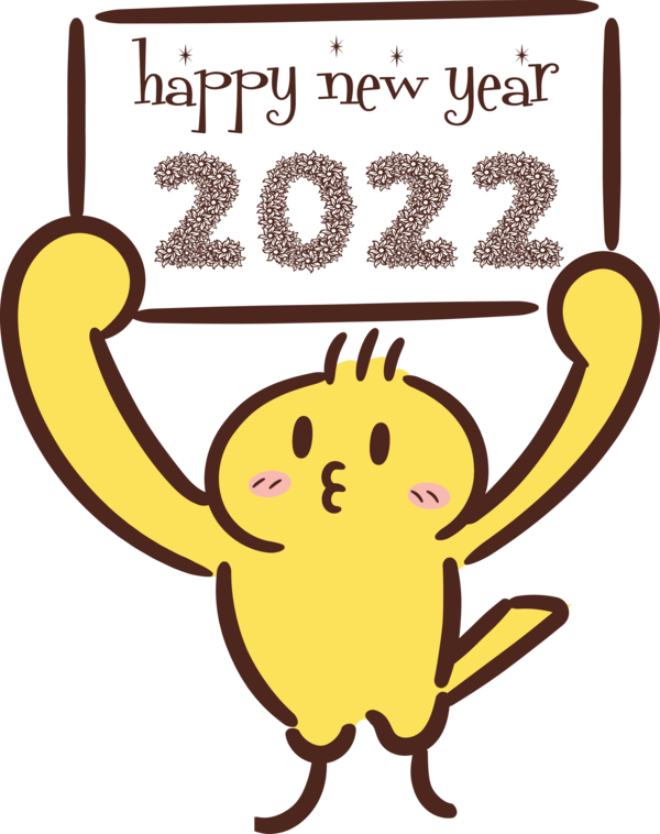 Transparent New Year Insects Yellow Cartoon for Happy New Year 2022 for New Year