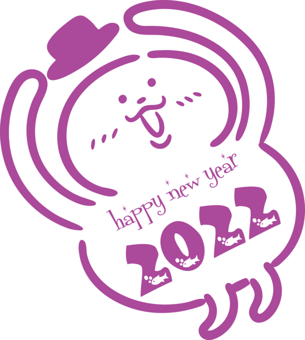 Transparent New Year Logo Cartoon Line for Happy New Year 2022 for New Year