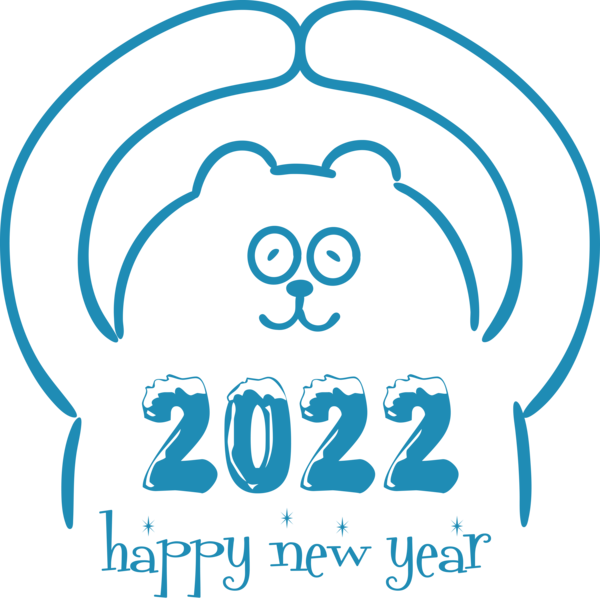 Transparent New Year Line art Logo Black and white for Happy New Year 2022 for New Year