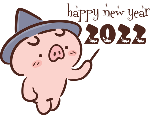 Transparent New Year Cartoon Snout Character for Happy New Year 2022 for New Year