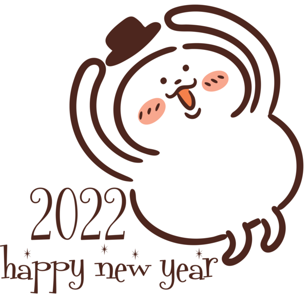 Transparent New Year Cartoon Character Happiness for Happy New Year 2022 for New Year