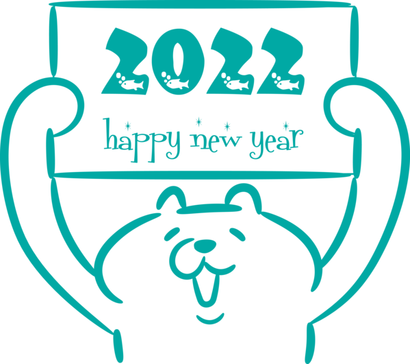 Transparent New Year Line art Logo Green for Happy New Year 2022 for New Year