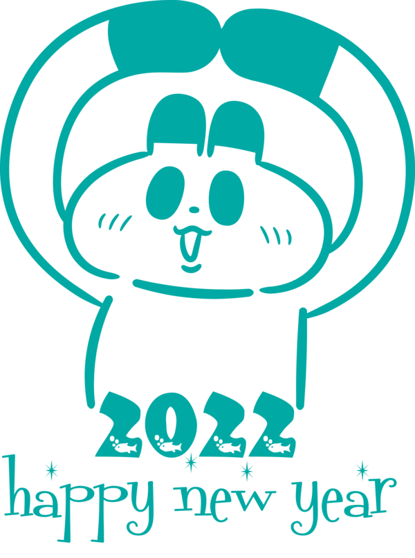 Transparent New Year Line art Black and white Meter for Happy New Year 2022 for New Year