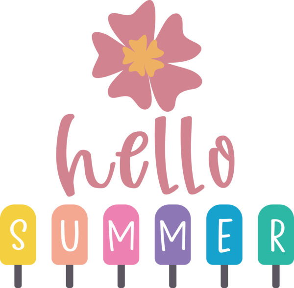 Transparent Summer Day Floral design Logo Cut flowers for Hello Summer for Summer Day