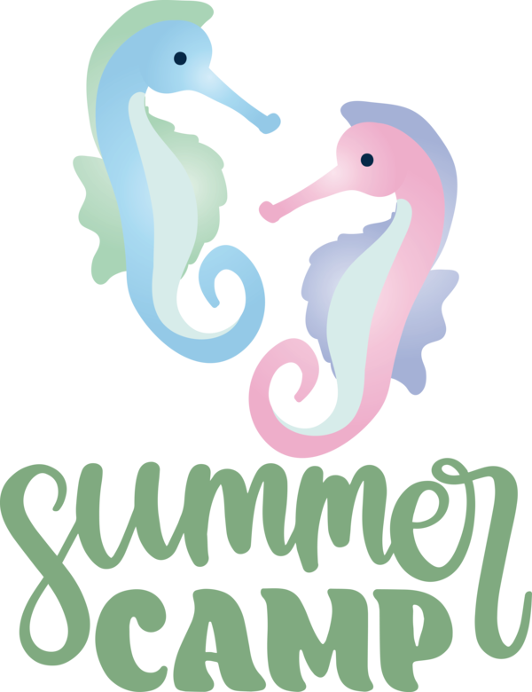 Transparent Summer Day Seahorses Fish Logo for Summer Camp for Summer Day