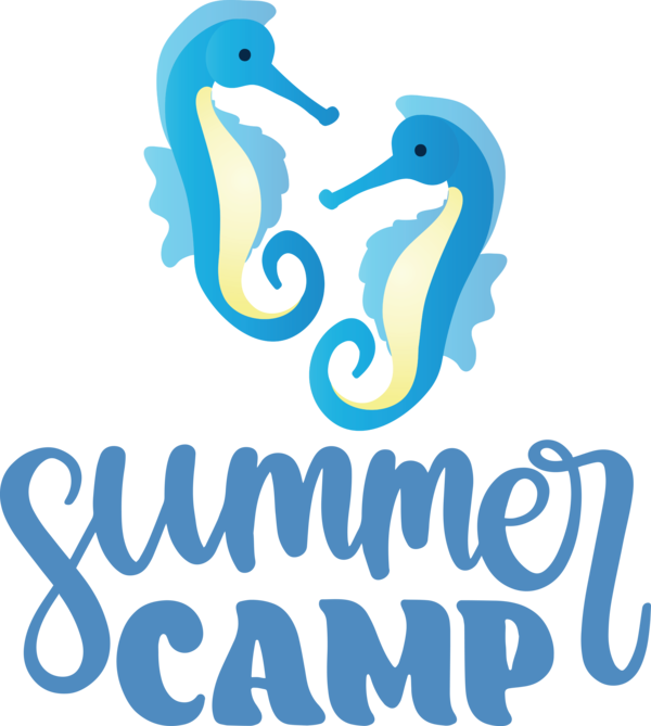 Transparent Summer Day Seahorses Logo Fish for Summer Camp for Summer Day