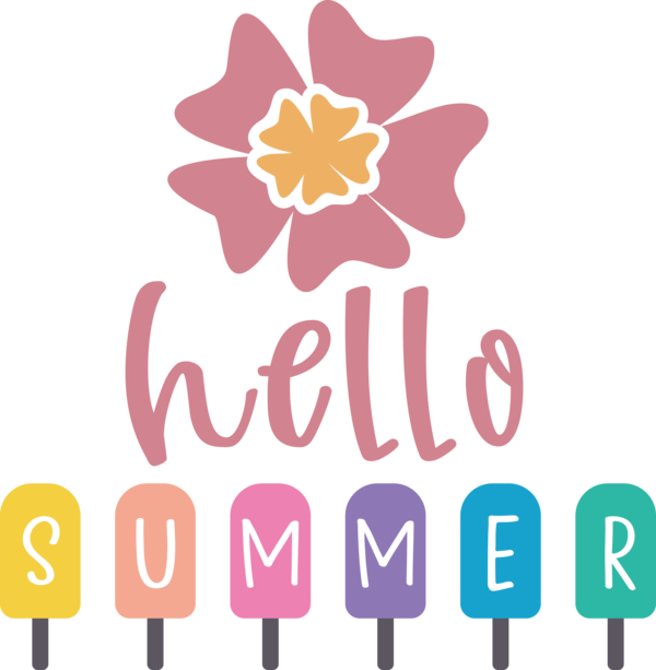 Transparent Summer Day Floral design Logo Cut flowers for Hello Summer for Summer Day