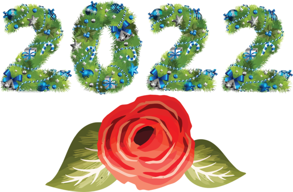Transparent New Year Floral design Leaf Cut flowers for Happy New Year 2022 for New Year