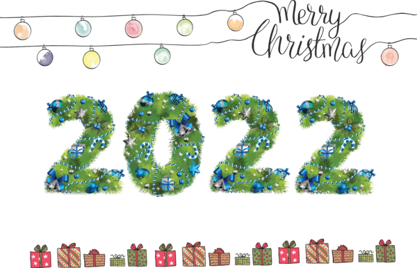 Transparent New Year Number Font Line for Happy New Year 2022 for New Year