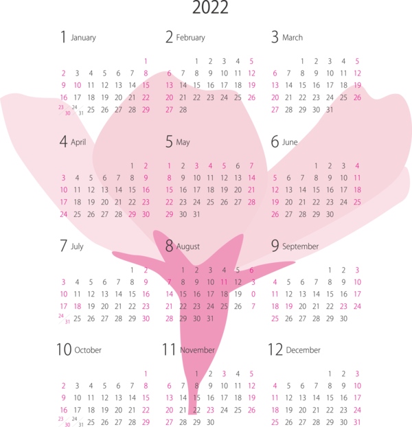 Transparent New Year Calendar System Holiday Public holiday for Printable 2022 Calendar for New Year