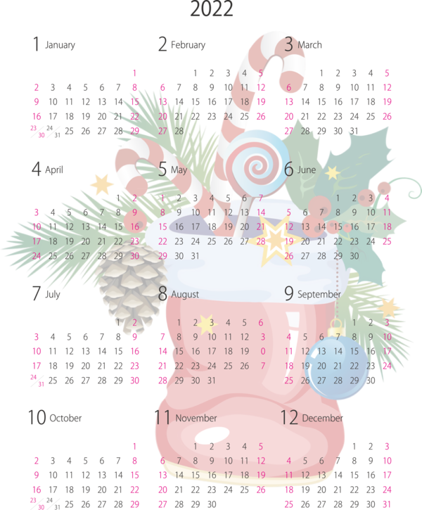 Transparent New Year Snegurochka Père Noël Ded Moroz for Printable 2022 Calendar for New Year